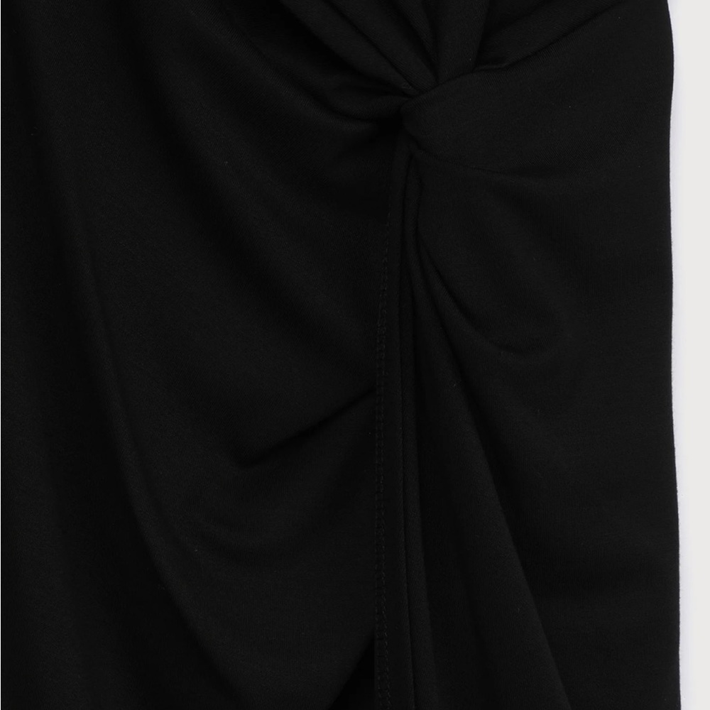 LULUS Put a Spin On It Black Twist-Front High-Low Midi Skirt * The EVERYTHING - Picture 12 of 12